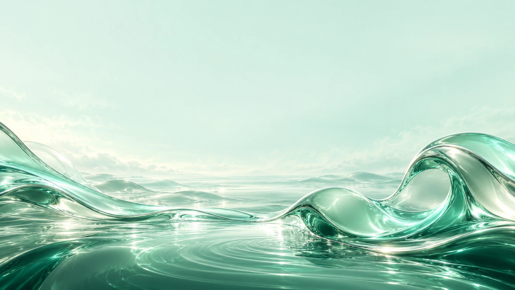 Sculptural mint liquid waves inspired by Hyperliquid